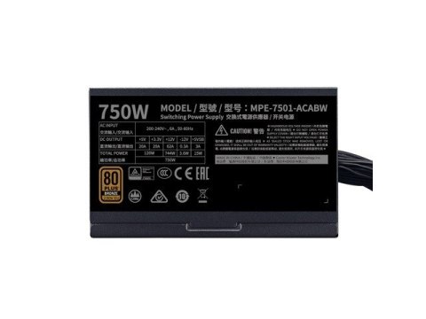 Cooler Master Zasilacz MWE Bronze V2 750W 80+ Bronze wydajny i niezawodny