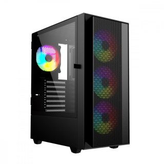 Obudowa Gembird Midi Tower Fornax 4000 ARGB czarna gamingowa z panelem szklanym