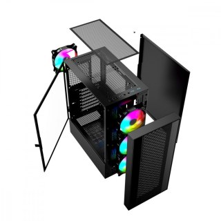 Obudowa Gembird Midi Tower Fornax 4000 ARGB czarna gamingowa z panelem szklanym