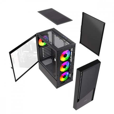 Obudowa Gembird Fornax 4300 ATX czarna gamingowa z podświetleniem ARGB