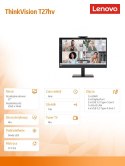 Monitor Lenovo ThinkVision T27hv-30 27 IPS QHD z głośnikami VoIP