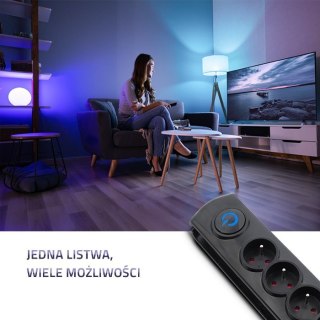 Listwa antyprzepięciowa Qoltec 5 gniazd 3m czarna z włącznikiem Quick Switch