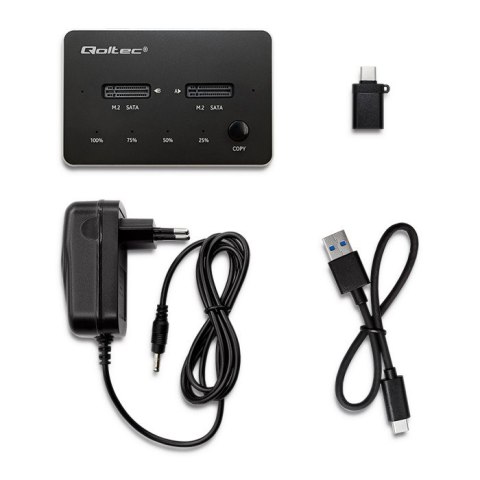 Qoltec Stacja dokująca 2x SSD M.2 SATA USB typ C wydajna