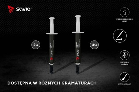 Pasta termoprzewodząca Savio Glacier TG-02 8.5 W/mK 2g łatwa w aplikacji
