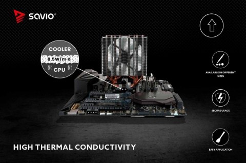 Pasta termoprzewodząca Savio Glacier TG-02 8.5 W/mK 2g łatwa w aplikacji