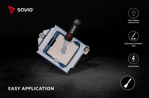 Pasta termoprzewodząca Savio Glacier TG-02 8.5 W/mK 2g łatwa w aplikacji