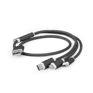Gembird Kabel USB 3w1 1m czarny do ładowania smartfonów