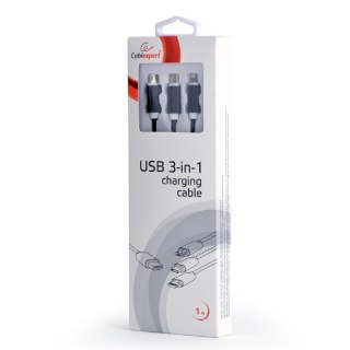 Gembird Kabel USB 3w1 1m czarny do ładowania smartfonów
