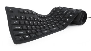 Klawiatura silikonowa Gembird KB-109F-B wodoodporna USB elastyczna czarna