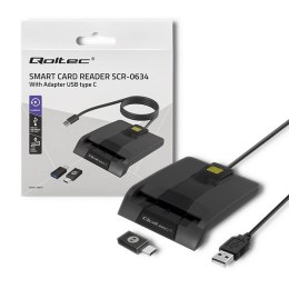 Qoltec Czytnik Chipowych Kart ID SCR-0634 USB typu C do Tachografu