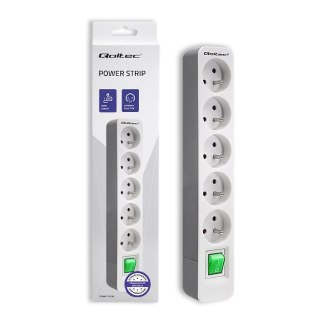 Listwa zasilająca Qoltec 5 gniazd 1.8m biało-szara z włącznikiem Quick Switch