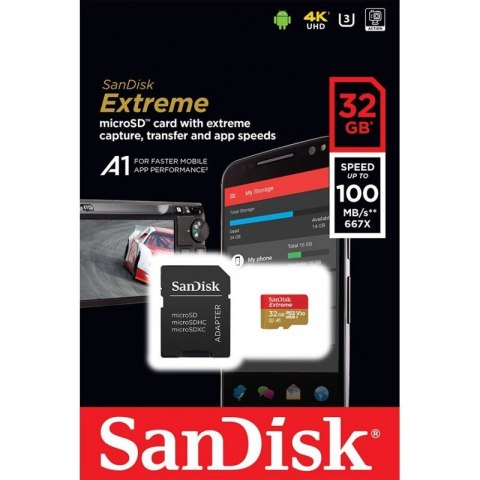 SanDisk Extreme microSDHC 32GB 100 60 MB/s A1 V30 U3 szybka karta pamięci
