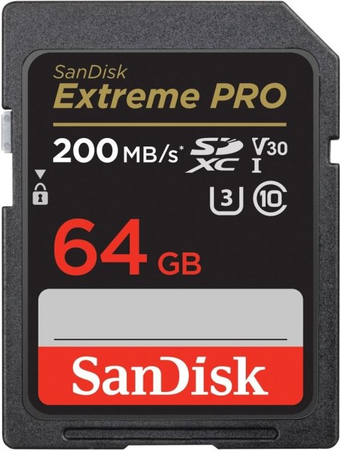 Karta pamięci SanDisk Extreme Pro SDXC 64GB 200 MB/s V30 UHS-I U3 do 4K UHD