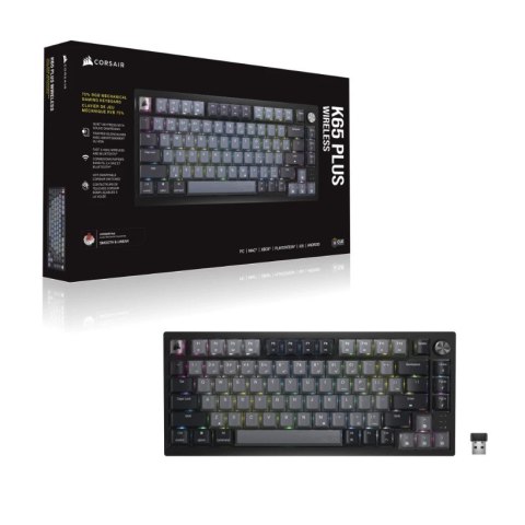 Klawiatura Corsair K65 Plus Wireless 75% RGB bezprzewodowa gamingowa z podświetleniem