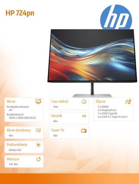 Monitor HP Inc. S7 Pro 724pn 24'' WUXGA ergonomiczny z 100 Hz
