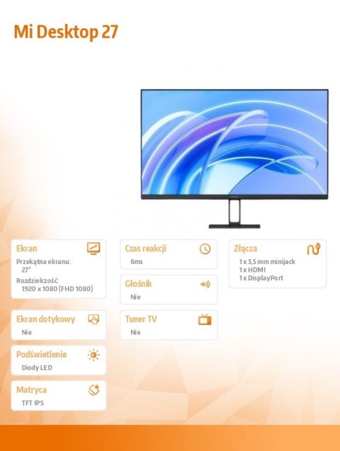 Monitor XIAOMI Mi Desktop 27 Full HD IPS super cienka ramka