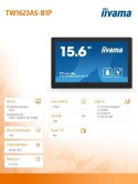Monitor IIYAMA ProLite TW1623AS-B1P 16 cali dotykowy Full HD z Androidem 24/7