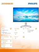 Monitor Philips 241V8AW 23.8 FHD IPS HDMI z głośnikami biały