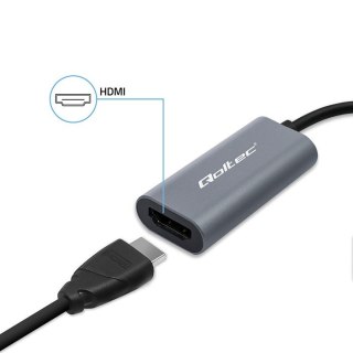 Adapter Qoltec aluminiowy USB-C na HDMI 4K 60Hz do laptopa i smartfona