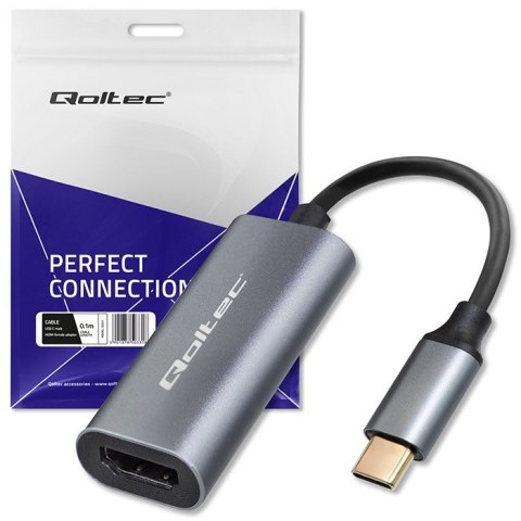 Adapter Qoltec aluminiowy USB-C na HDMI 4K 60Hz do laptopa i smartfona