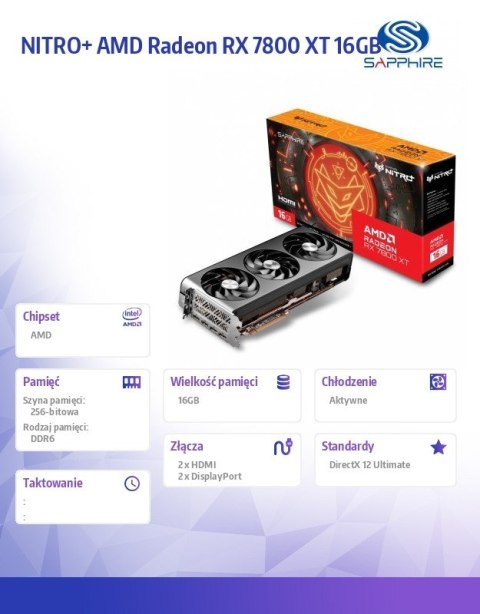 Karta graficzna Sapphire Technology Radeon RX 7800 XT Gaming OC 16GB GDDR6