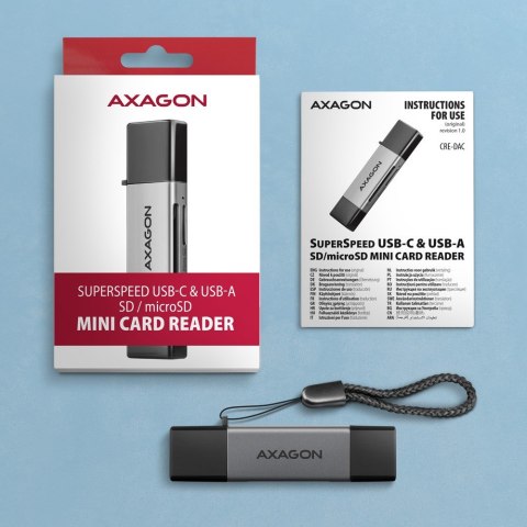 Czytnik kart AXAGON CRE-DAC USB 3.2 Type-C Type-A SD microSD