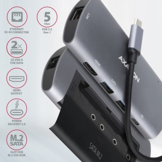 AXAGON HMC-6M2 wieloportowy hub USB-C 3.2 Gen 1 z HDMI i PD 100W