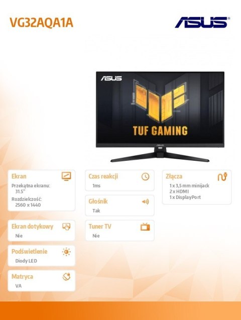 Monitor Asus 31,5 VG32AQA1A 2560x1440 170Hz matowy VA do gier
