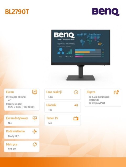 Monitor Benq BL2790T 27 FHD LED 100Hz 5ms IPS ergonomiczny