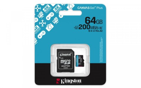 Karta microSD Kingston 64GB CanvasGo! Plus 200MB/s A2 U3 V30