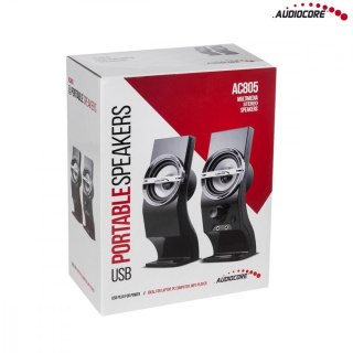Głośniki komputerowe Audiocore AC805 6W USB czarne nowoczesne stereo