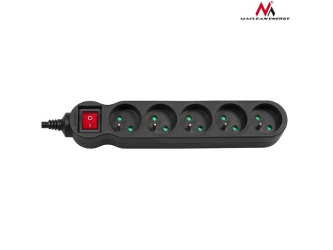 Listwa zasilająca Maclean MCE184 5 gniazd 3m czarna z wyłącznikiem