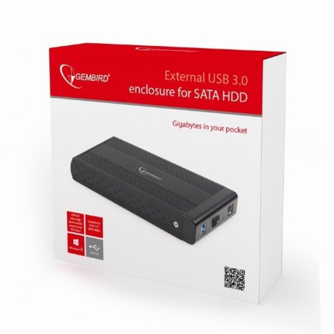 Gembird Obudowa zewnętrzna 3.5 USB 3.0 Aluminium Czarna szybka