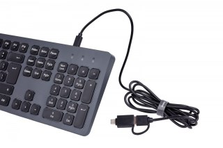 Hama Klawiatura CK-400 przewodowa cicha z LED czarno-szara