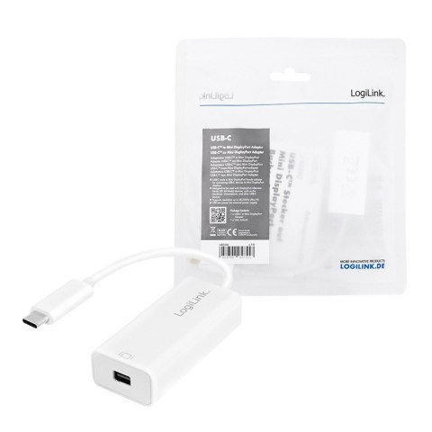 LogiLink Adapter USB-C do Mini DisplayPort 4K 60Hz biały