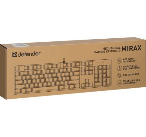 Klawiatura mechaniczna Defender Mirax GK-352 RGB czarna z OUTEMU Blue