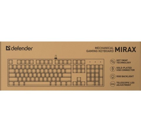Klawiatura mechaniczna Defender Mirax GK-352 RGB czarna z OUTEMU Blue