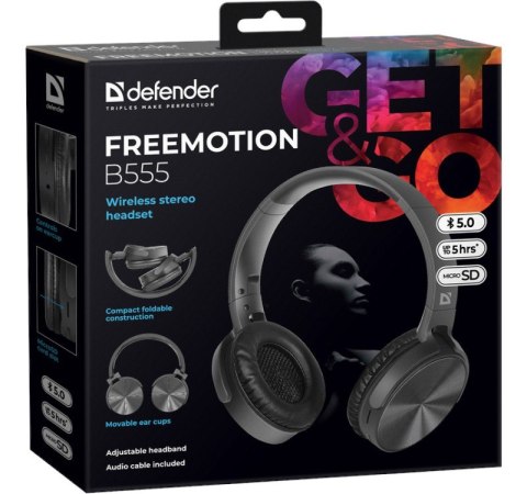 Słuchawki bezprzewodowe Defender Freemotion B555 nauszne czarne Bluetooth