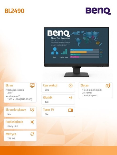 Monitor Benq BL2490 23.8 cala IPS LED FHD 100Hz z technologią Low Blue Light