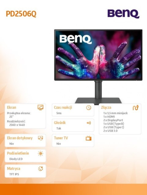Monitor Benq PD2506Q 25 cali QHD 5ms 2K IPS matowy HDR400