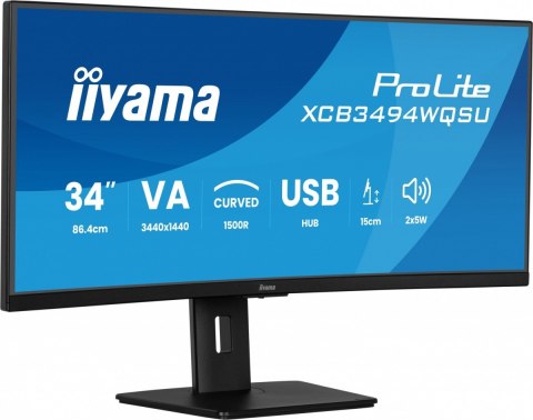 Monitor IIYAMA ProLite XCB3494WQSU-B1 34 cali UWQHD zakrzywiony VA