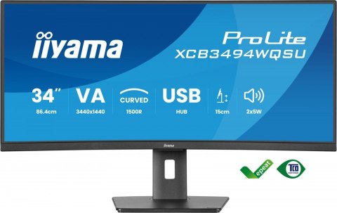 Monitor IIYAMA ProLite XCB3494WQSU-B1 34 cali UWQHD zakrzywiony VA