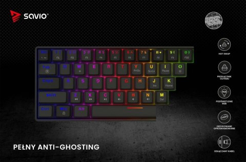 Klawiatura mechaniczna Savio BLACKOUT X2 OUTEMU Blue Hot Swap compact