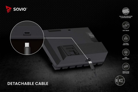 Klawiatura mechaniczna Savio BLACKOUT X2 OUTEMU Blue Hot Swap compact