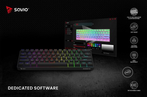 Klawiatura mechaniczna Savio Blackout X2 OUTEMU Brown Hot Swap kompaktowa