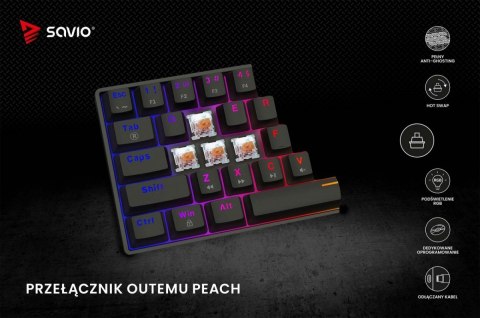 Klawiatura mechaniczna Savio Blackout X2 OUTEMU Peach Silent Hot Swap