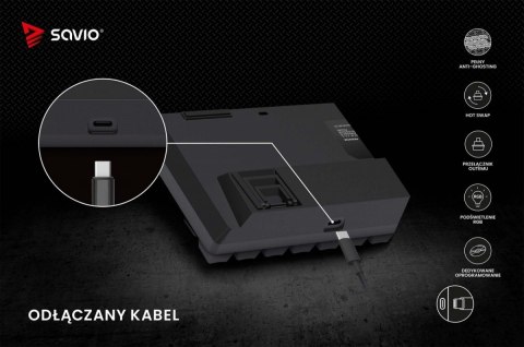 Klawiatura mechaniczna Savio Blackout X2 OUTEMU Red Hot Swap kompaktowa
