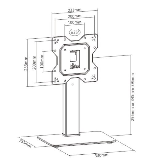 Stojak TV Techly 23-43 cale skrętny biurkowy z elegancką podstawą