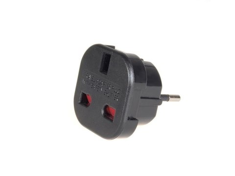Adapter Maclean MCE72 EU na UK czarny z bezpiecznymi zaślepkami