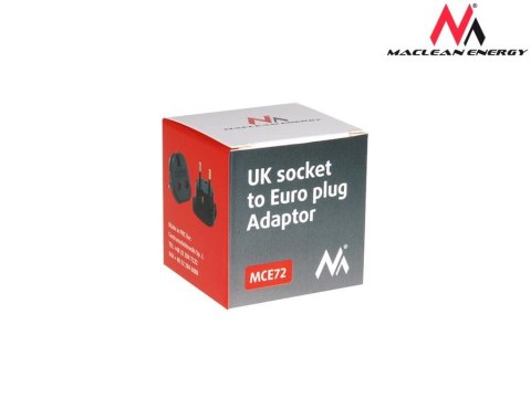 Adapter Maclean MCE72 EU na UK czarny z bezpiecznymi zaślepkami